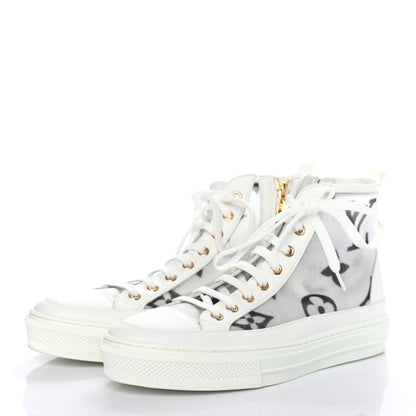 Louis Vuitton Technical Fabric Calfskin Monogram Giant Printed Stellar Sneaker Boots 38.5 3 of 8