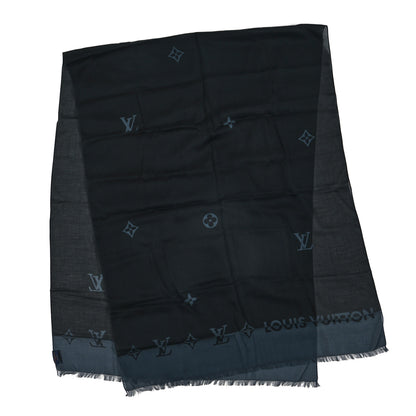 Louis Vuitton Cashmere Silk Monogram Stole  Black Grey 2 of 3