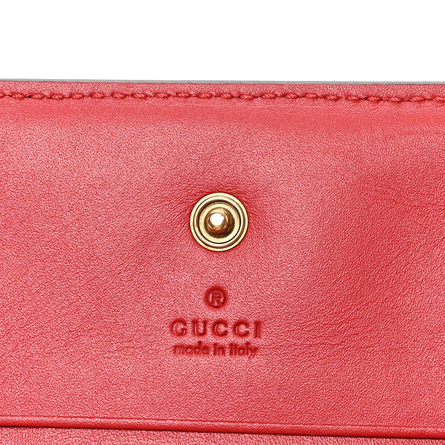 GG Supreme Monogram Cherry Embellished Card Case Wallet Hibiscus Red