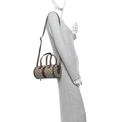 Gucci GG Supreme Monogram Web Small Ophidia Boston Bag  Beige New Acero 2 of 12