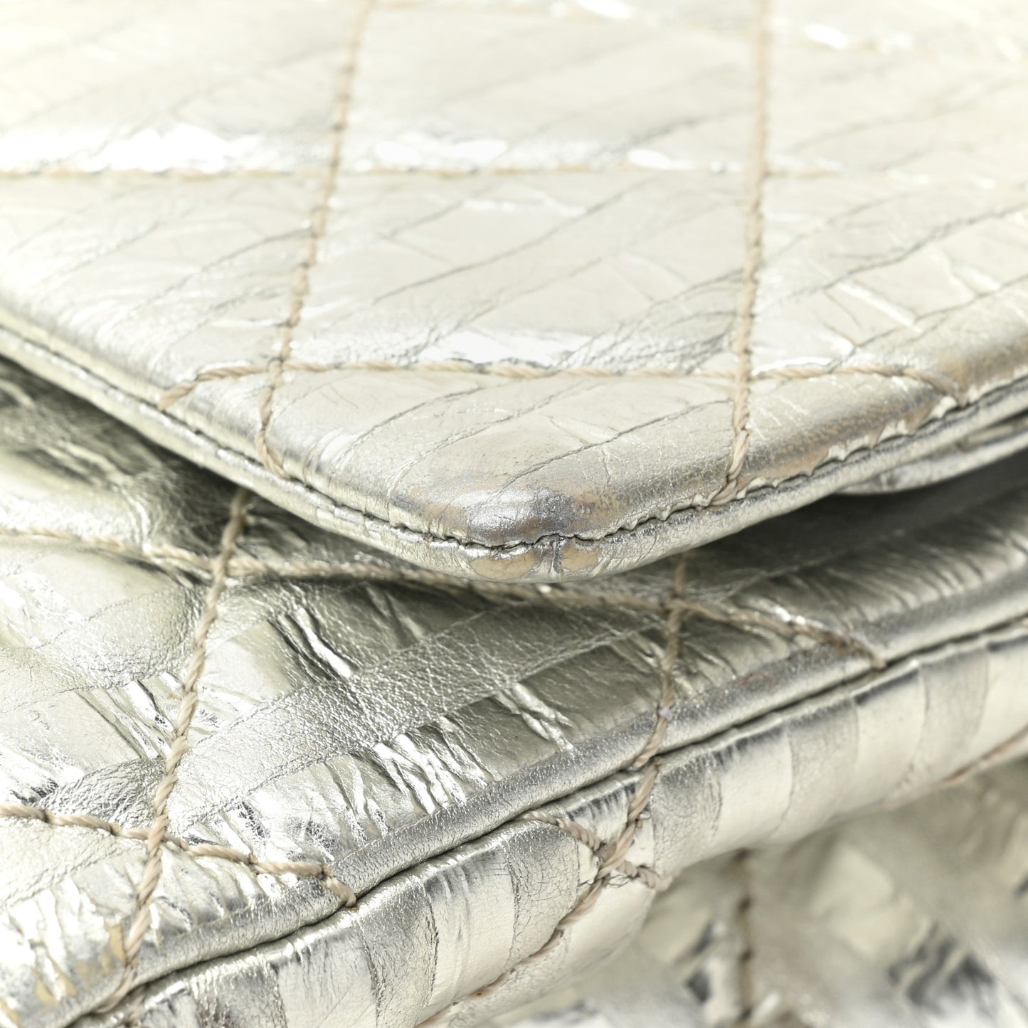Metallic Calfskin Striped 2.55 Reissue 227 Silver