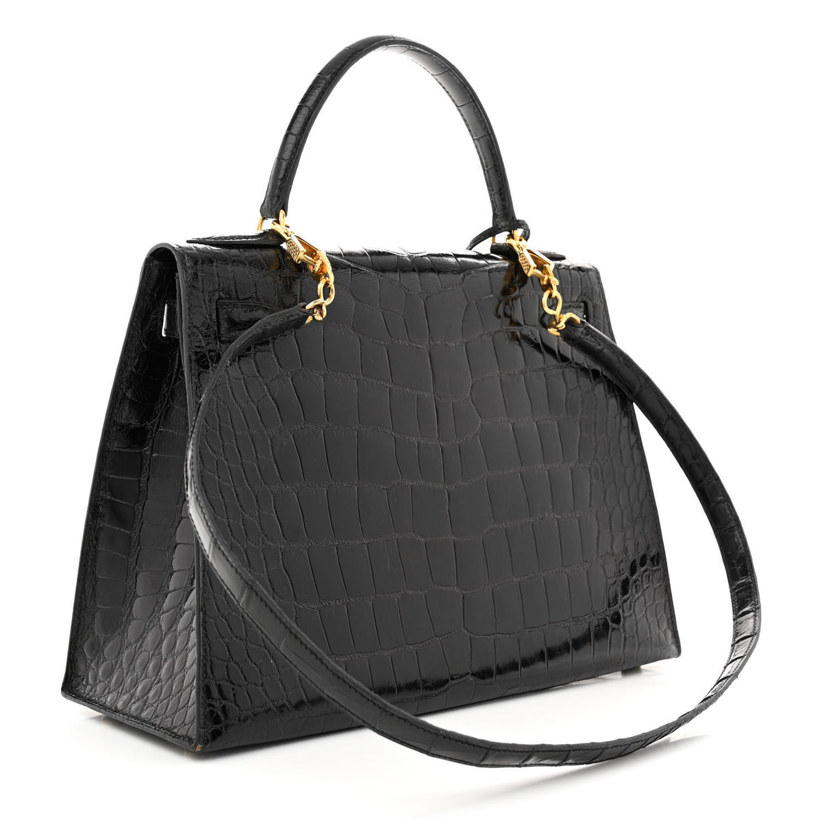 Hermes Shiny Alligator Kelly Sellier 28 Black 3 of 16