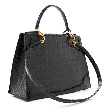 Hermes Shiny Alligator Kelly Sellier 28 Black 3 of 16