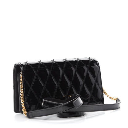 Saint Laurent Patent Diamond Quilted Monogram Angie Chain Bag Black 3 of 10