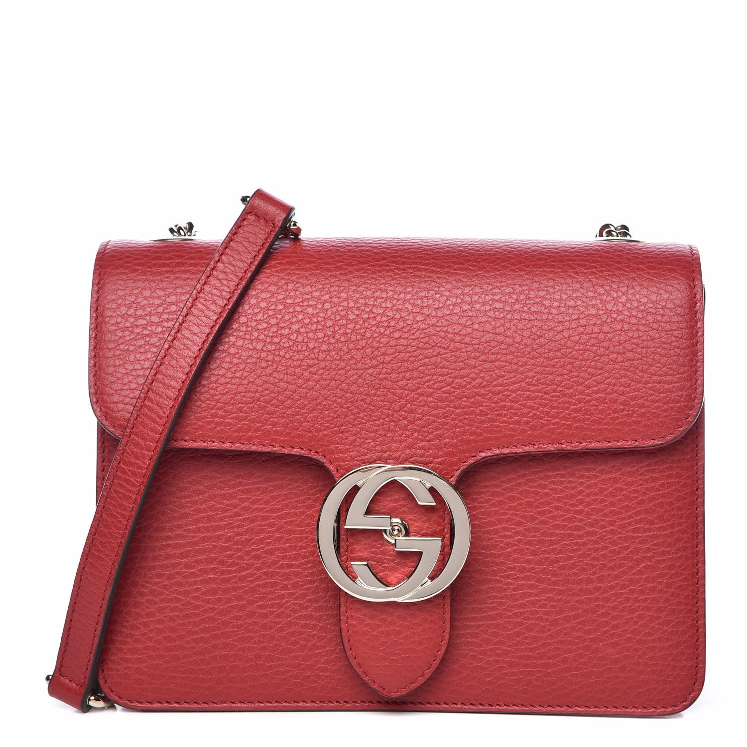 Gucci Dollar Calfskin Small Interlocking G Shoulder Bag Red 1 of 7