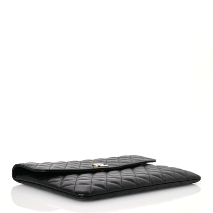 Chanel Lambskin Enamel Quilted Document Portfolio Holder Black 4 of 13