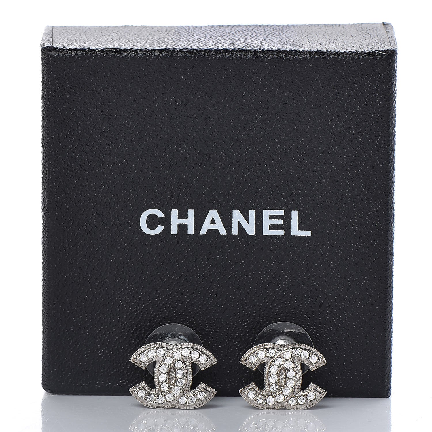 Chanel Crystal CC Earrings Silver 5 of 5
