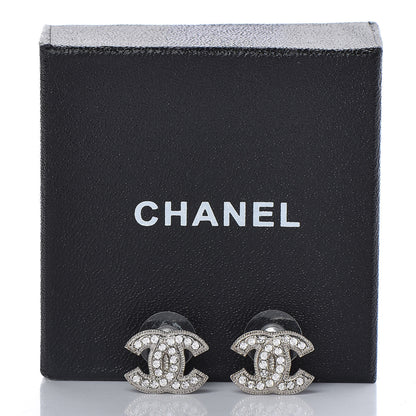 Chanel Crystal CC Earrings Silver 5 of 5