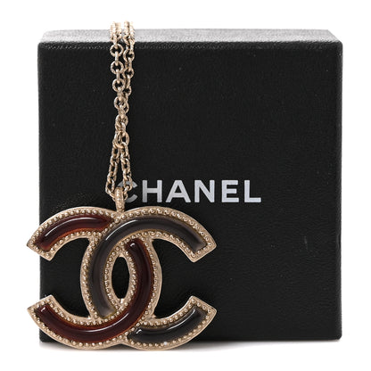 Chanel Resin CC Pendant Necklace Light Gold Red Purple 5 of 5