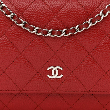 Chanel Caviar Quilted Wallet on Chain WOC Red 9 of 14