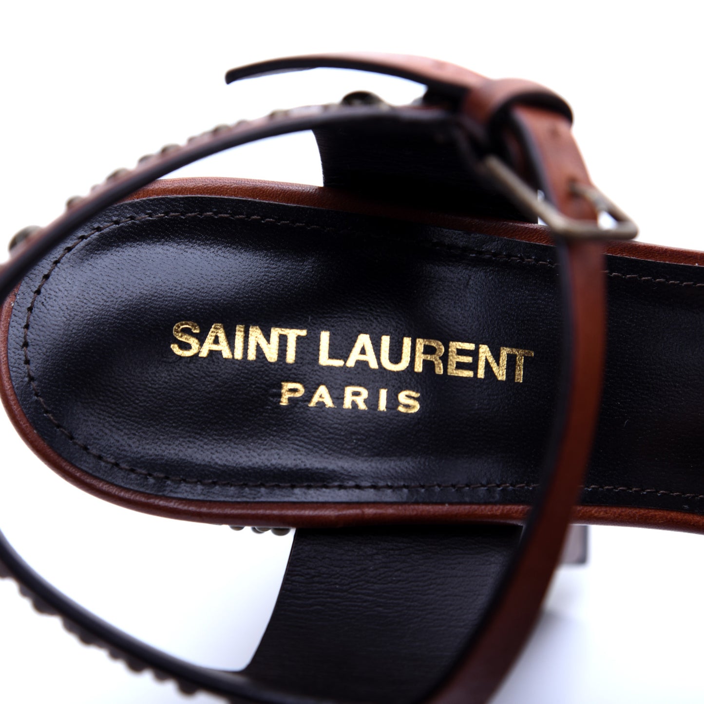 Calfskin Studded Farrah 80 Platform Sandals 40 Brown
