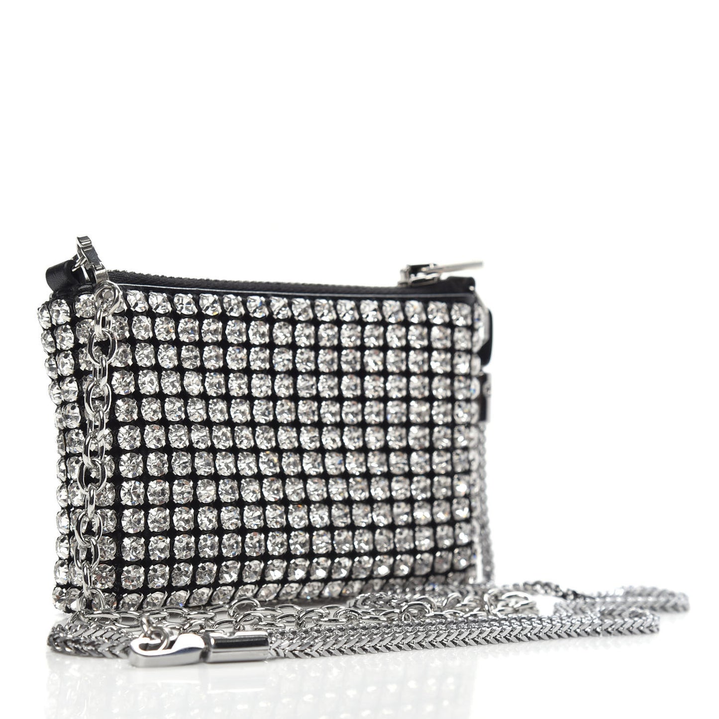 Mesh Crystal Rhinestone Nano Heiress Shoulder Bag Black Silver