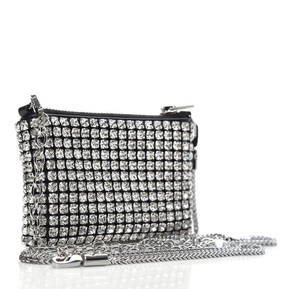 Alexander Wang Mesh Crystal Rhinestone Nano Heiress Shoulder Bag Black Silver 3 of 6