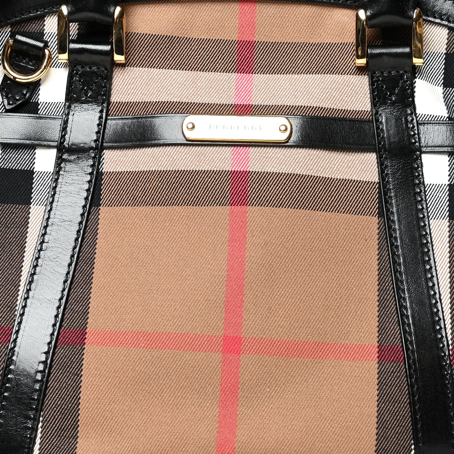Bridle Calfskin House Check Small Orchard Bowling Bag Black