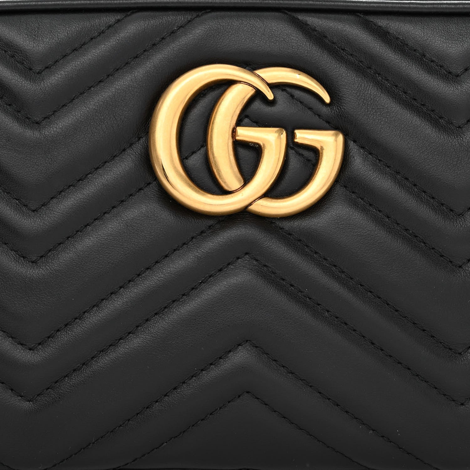 Gucci Calfskin Matelasse Small GG Marmont Chain Shoulder Bag Black 8 of 10
