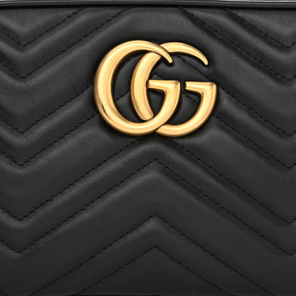Gucci Calfskin Matelasse Small GG Marmont Chain Shoulder Bag Black 8 of 10