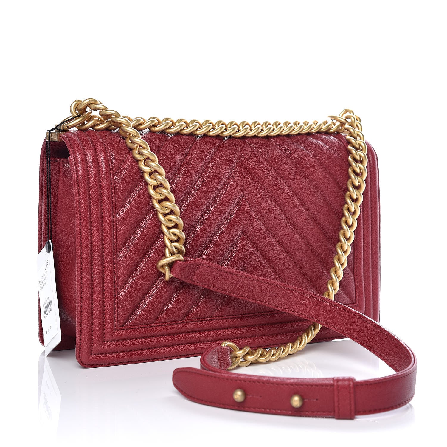 Chanel Caviar Chevron Quilted New Medium Boy Flap Red 3 of 10