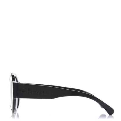 Chanel Acetate Polarized Round Sunglasses 5410 Black 3 of 7