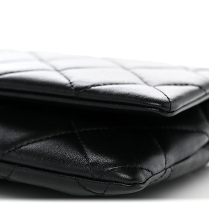 Chanel Lambskin Quilted Crystal Chain Flap Clutch Black 10 of 10
