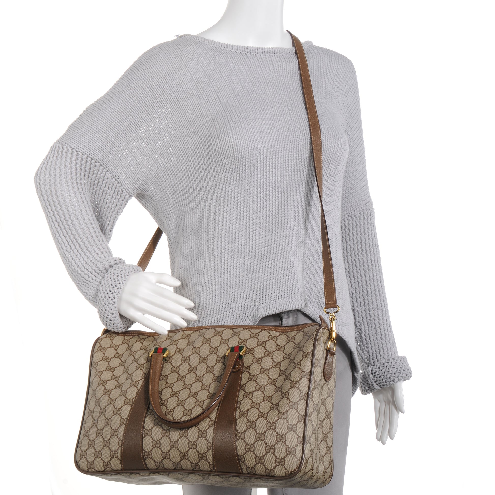 Gucci Coated Canvas Monogram Boston Brown 2 of 8