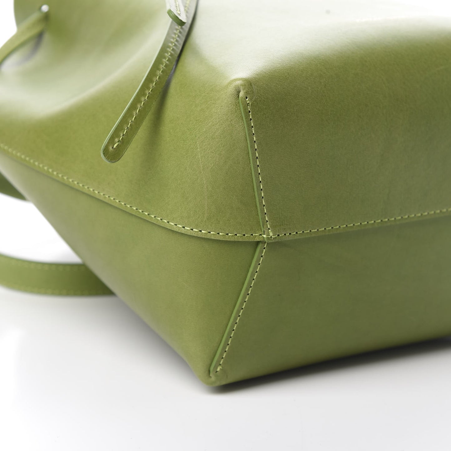 Vegetable Tanned Calfskin Mini Bucket Bag Verde Raw