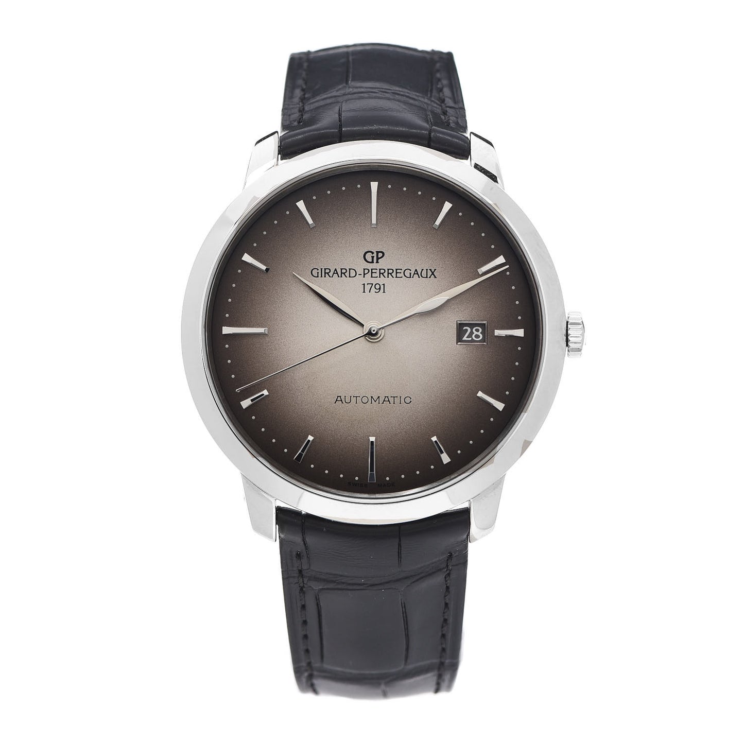 GIRARD PERREGAUX Stainless Steel Alligator 40mm 1966 Automatic Watch Grey 49555