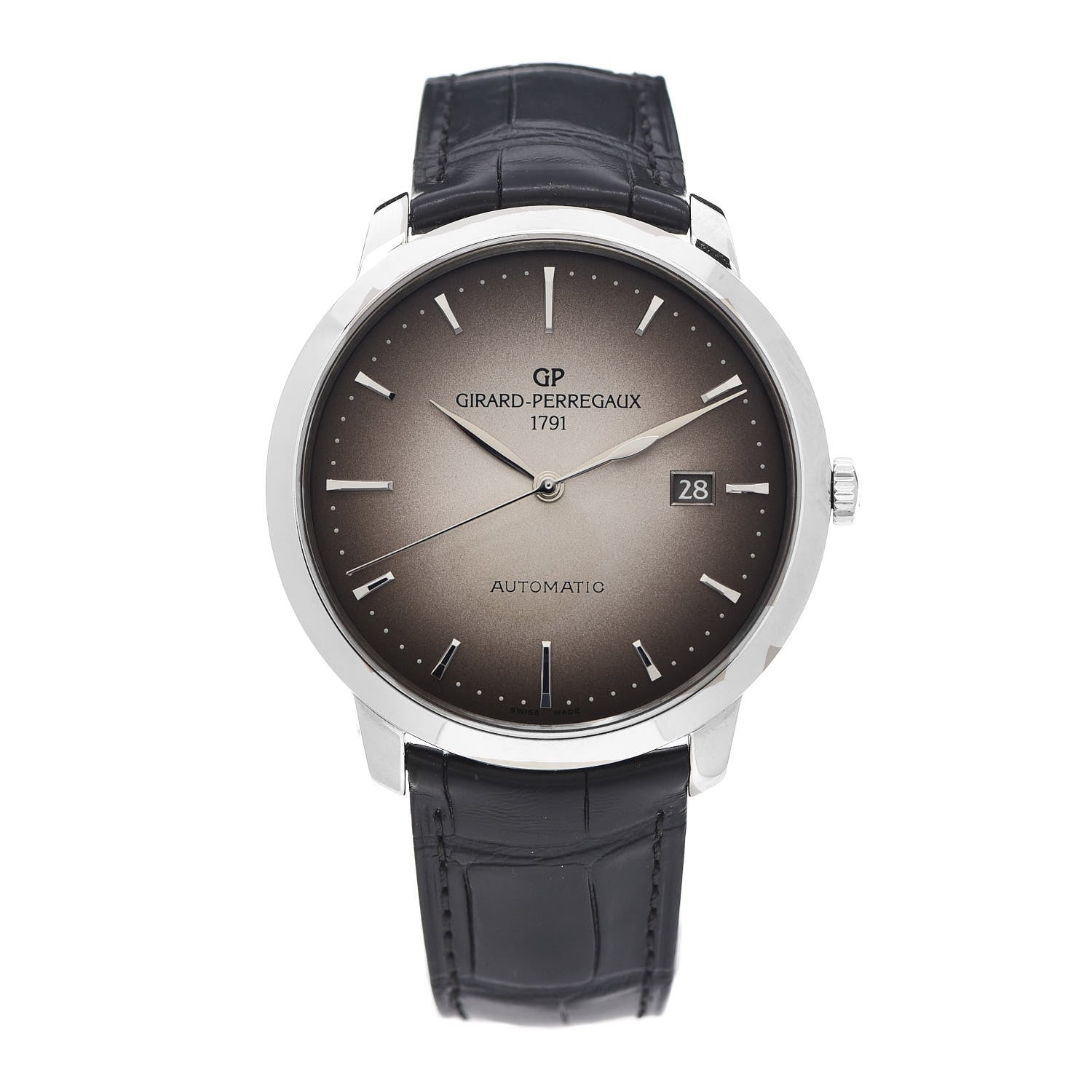 Franck Muller GIRARD PERREGAUX Stainless Steel Alligator 40mm 1966 Automatic Watch Grey 49555 1 of 5