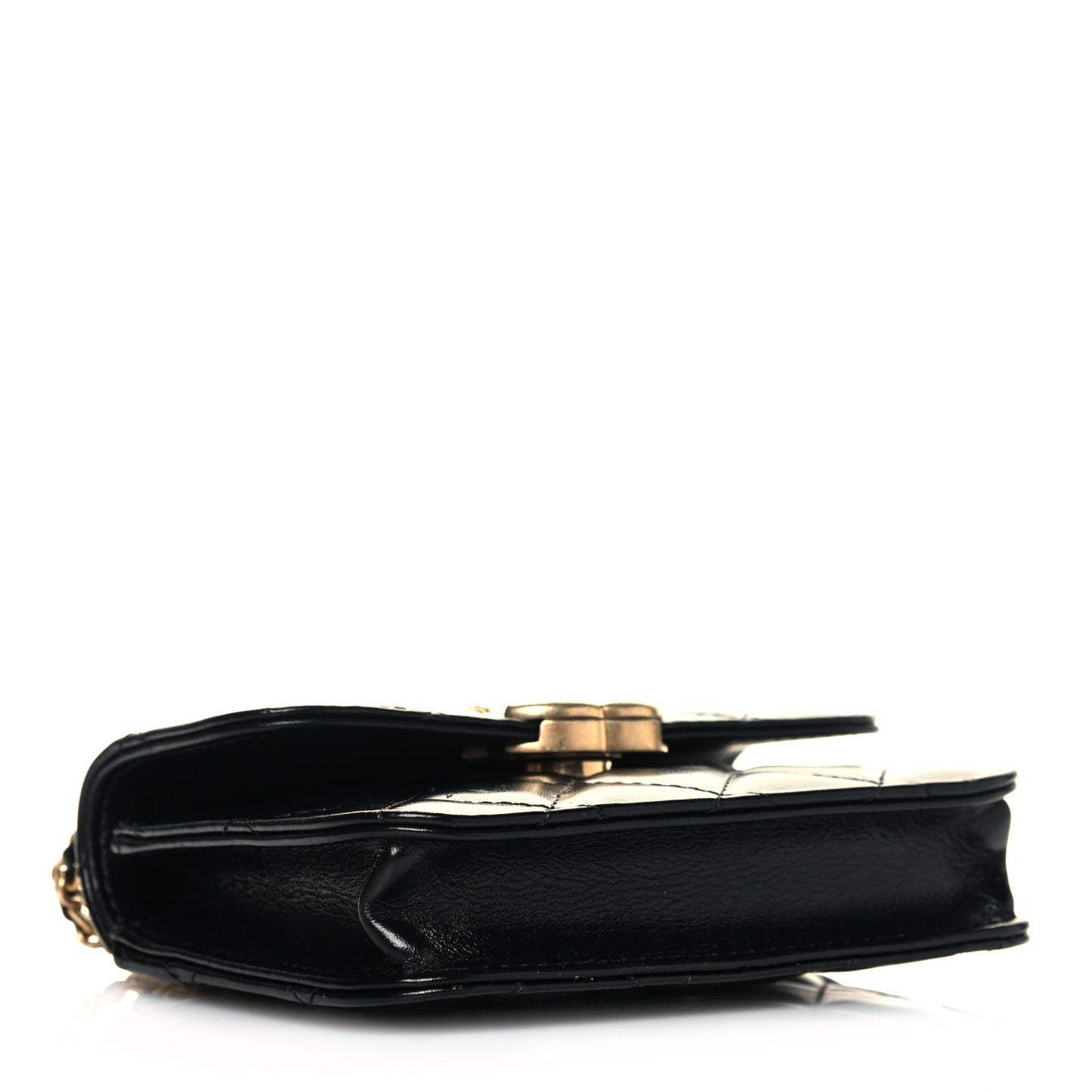 Calfskin Quilted Perfect Fit Coin Purse With Chain Black