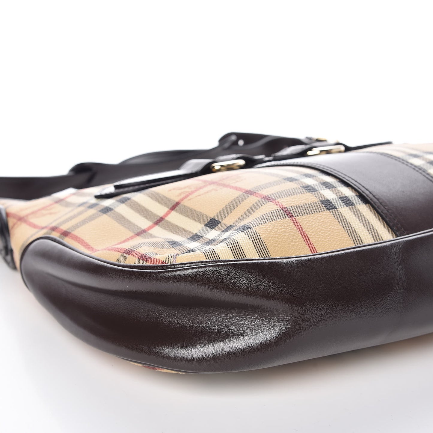 Haymarket Check Buckle Shoulder Bag Dark Brown