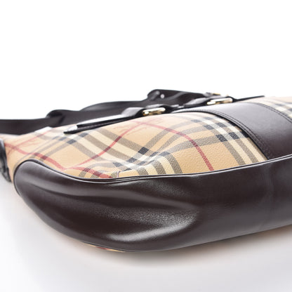 Burberry Haymarket Check Buckle Shoulder Bag Dark Brown 7 of 9