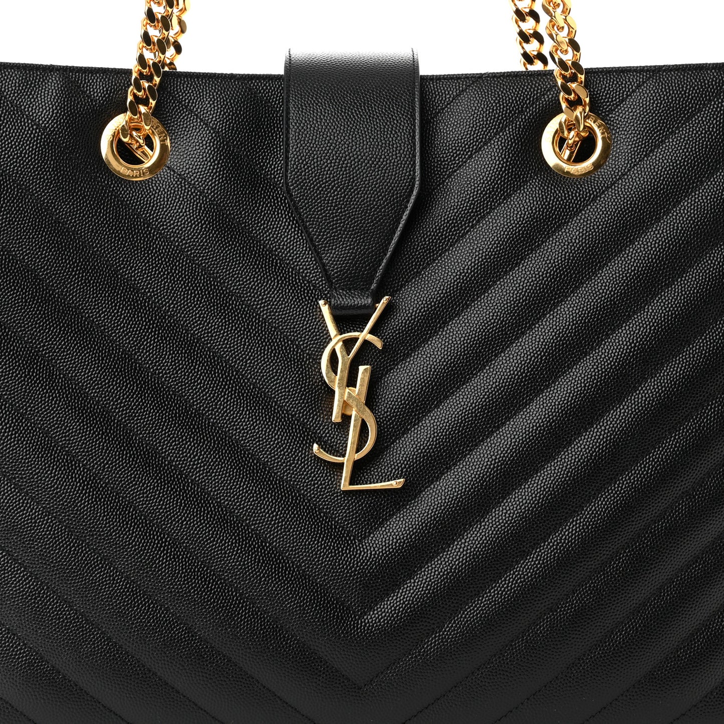 Grain De Poudre Matelasse Chevron Monogram Shopping Bag Black