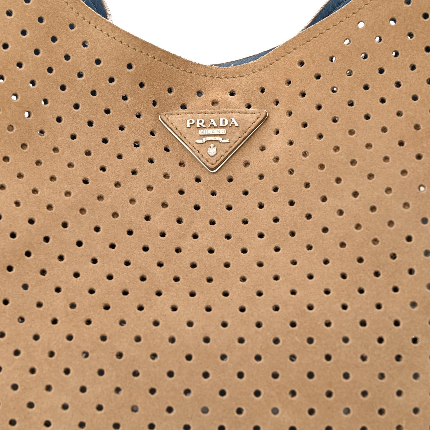 Scamosciato Perforated Suede Hobo Cammello