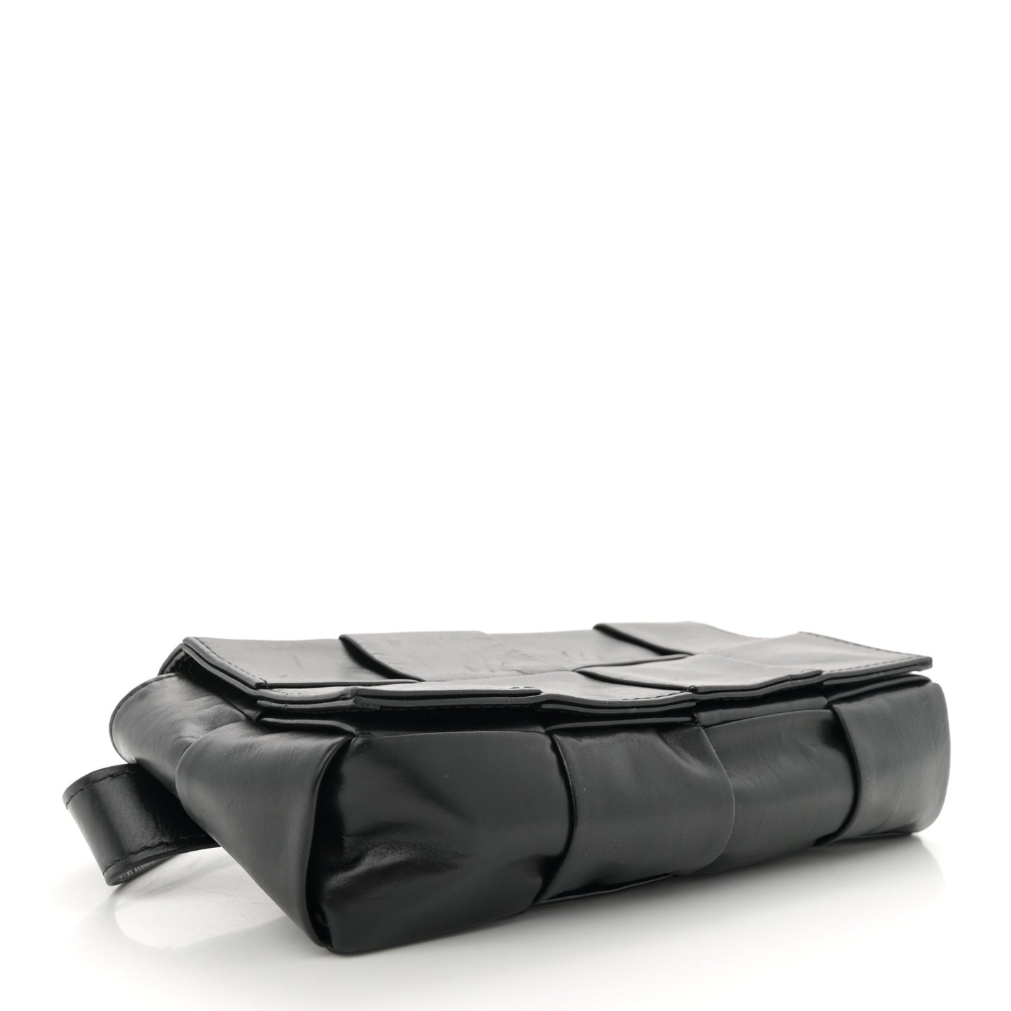 Paper Calfskin Intreccio Cassette Belt Bag Black