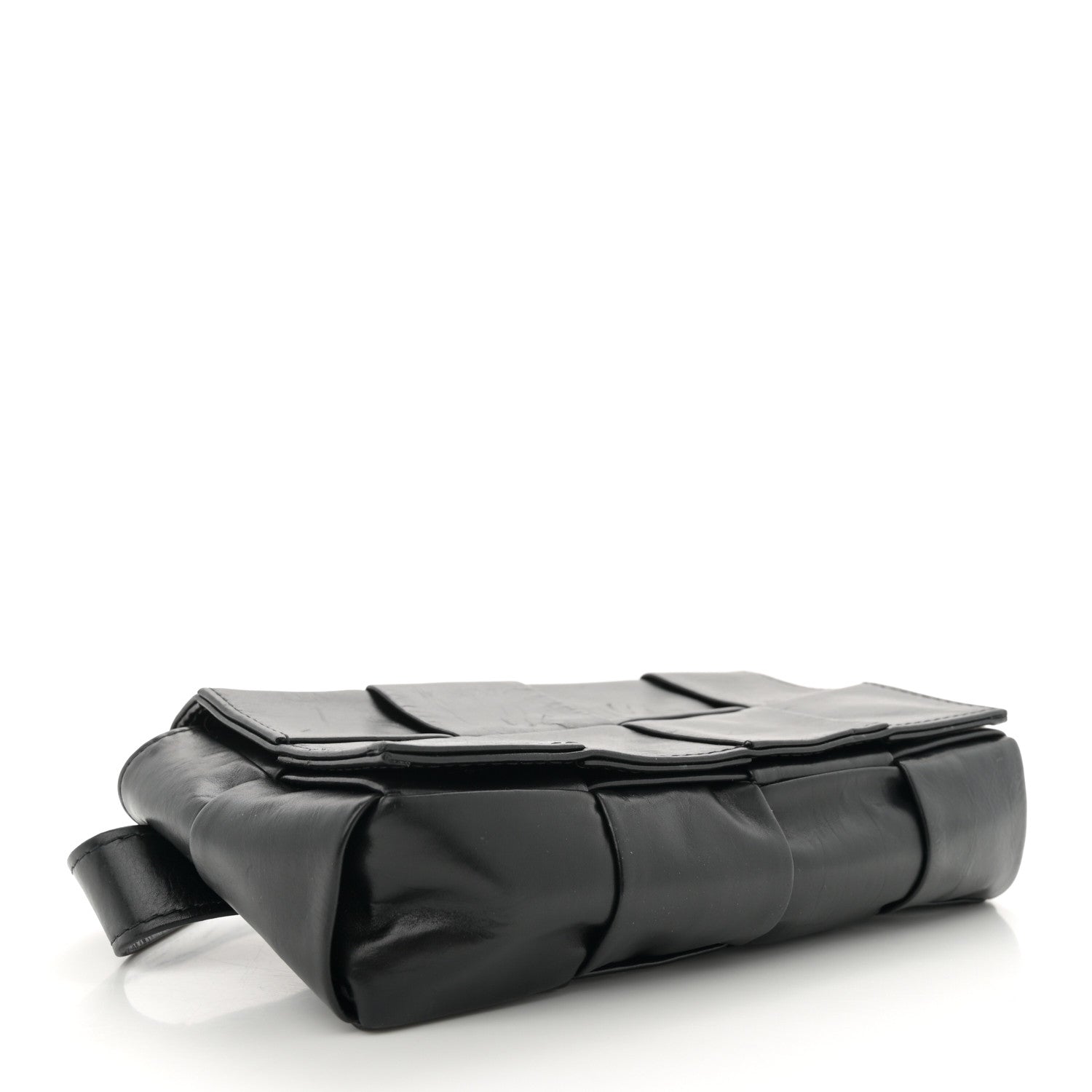 Bottega Veneta Paper Calfskin Intreccio Cassette Belt Bag Black 4 of 11