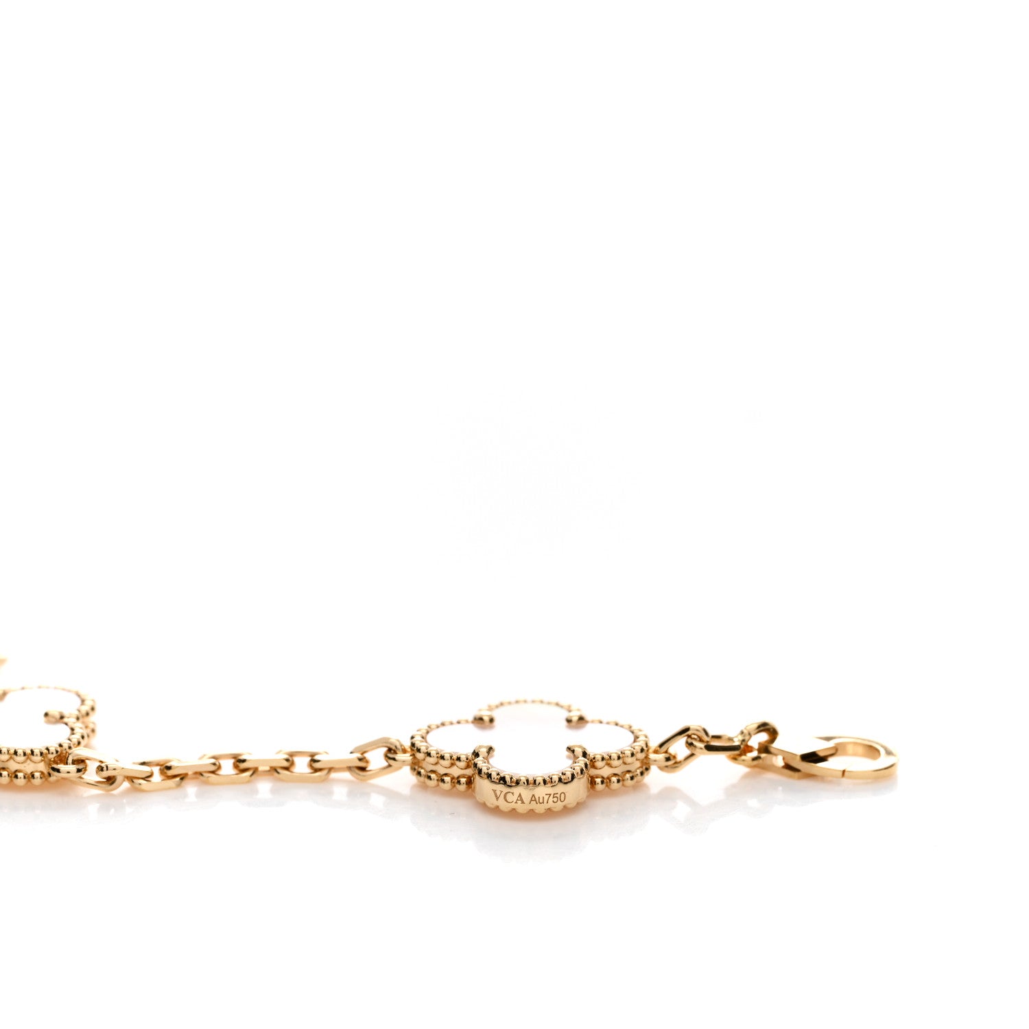 Van Cleef & Arpels 18K Yellow Gold Mother of Pearl 5 Motifs Vintage Alhambra Bracelet 5 of 6