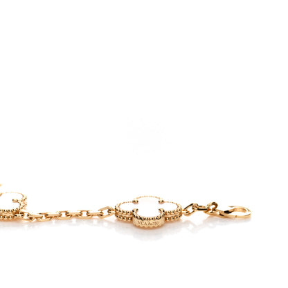 Van Cleef & Arpels 18K Yellow Gold Mother of Pearl 5 Motifs Vintage Alhambra Bracelet 5 of 6
