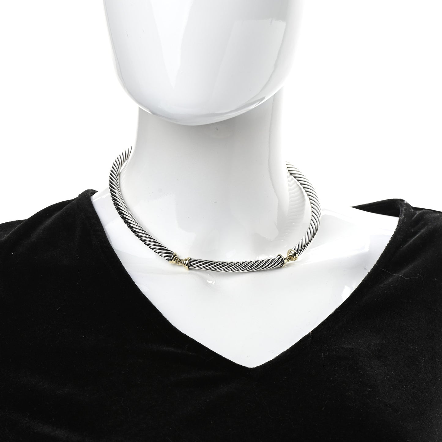 Sterling Silver 14K Yellow Gold Cable Metro Collar Necklace
