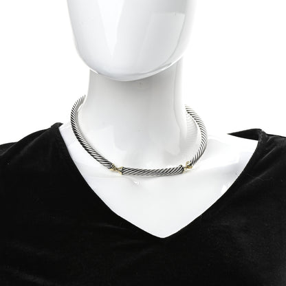 David Yurman Sterling Silver 14K Yellow Gold Cable Metro Collar Necklace 2 of 4