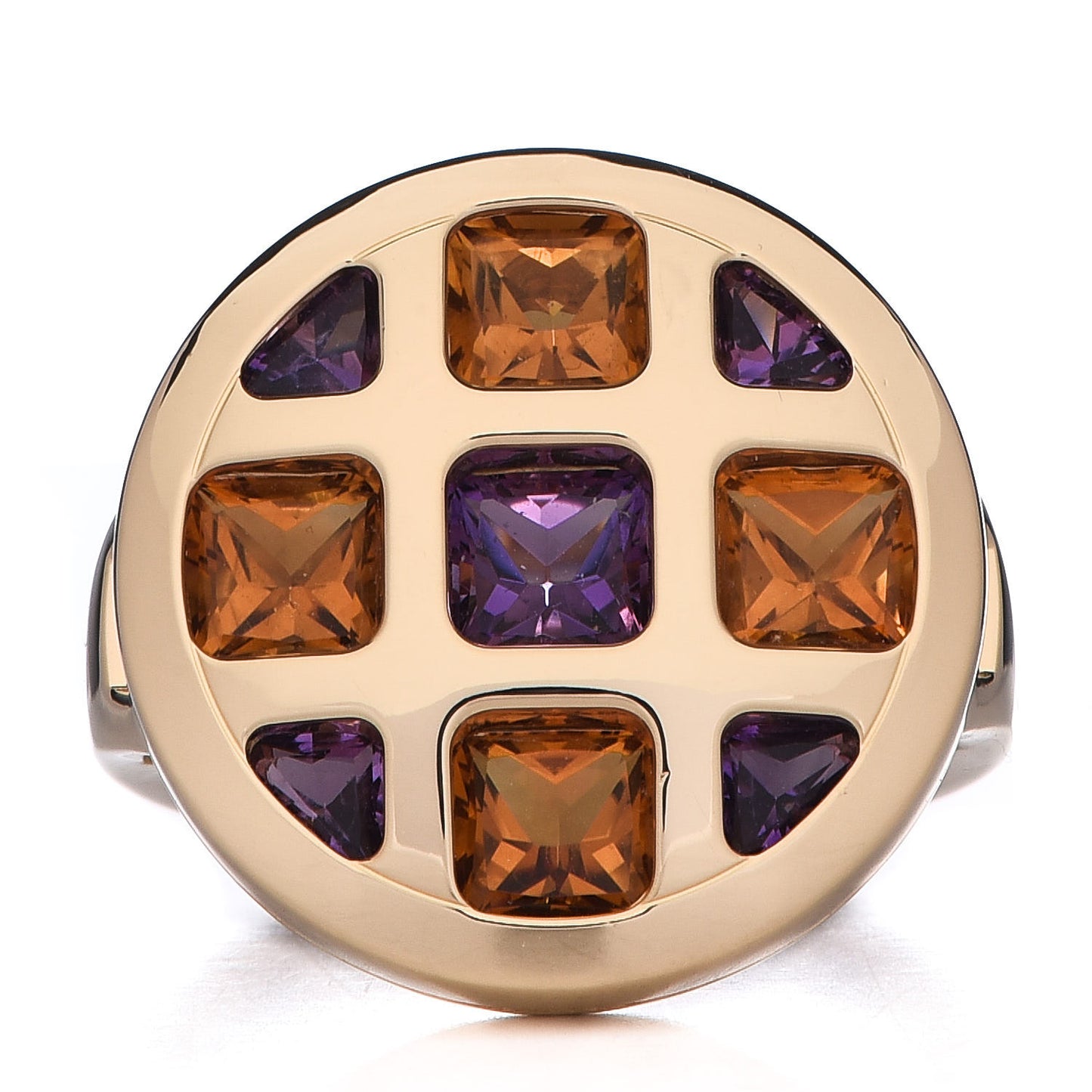 18K Yellow Gold Citrine Amethyst Pasha de Ring 53 6.25