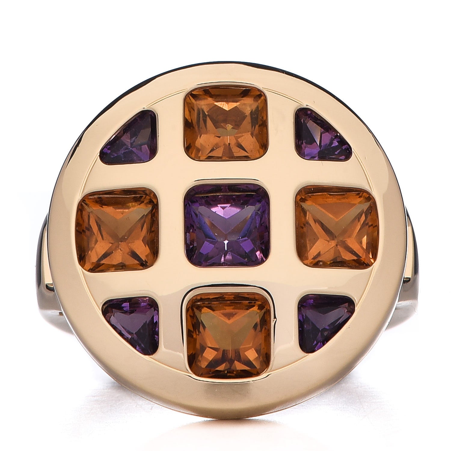 Cartier 18K Yellow Gold Citrine Amethyst Pasha de Ring 53 6.25 1 of 6