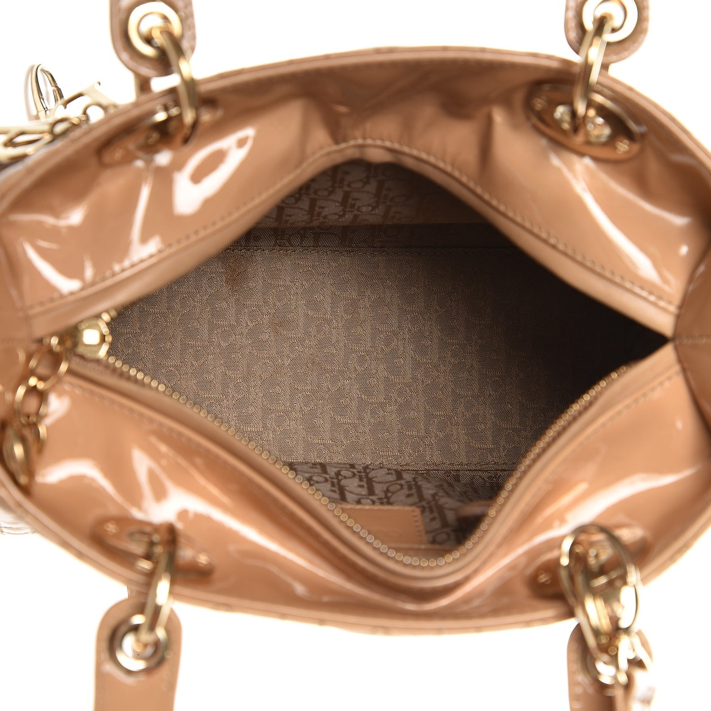 Patent Cannage Medium Lady Dior Beige