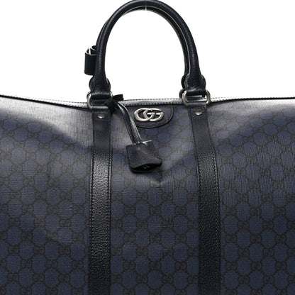 Gucci GG Supreme Monogram Textured Dollar Calfskin Large Savoy Duffle Bag Grey Black Blue 6 of 8