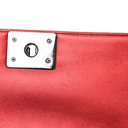 Chanel Metallic Patent Calfskin Quilted Medium Boy Flap Red 15 of 20