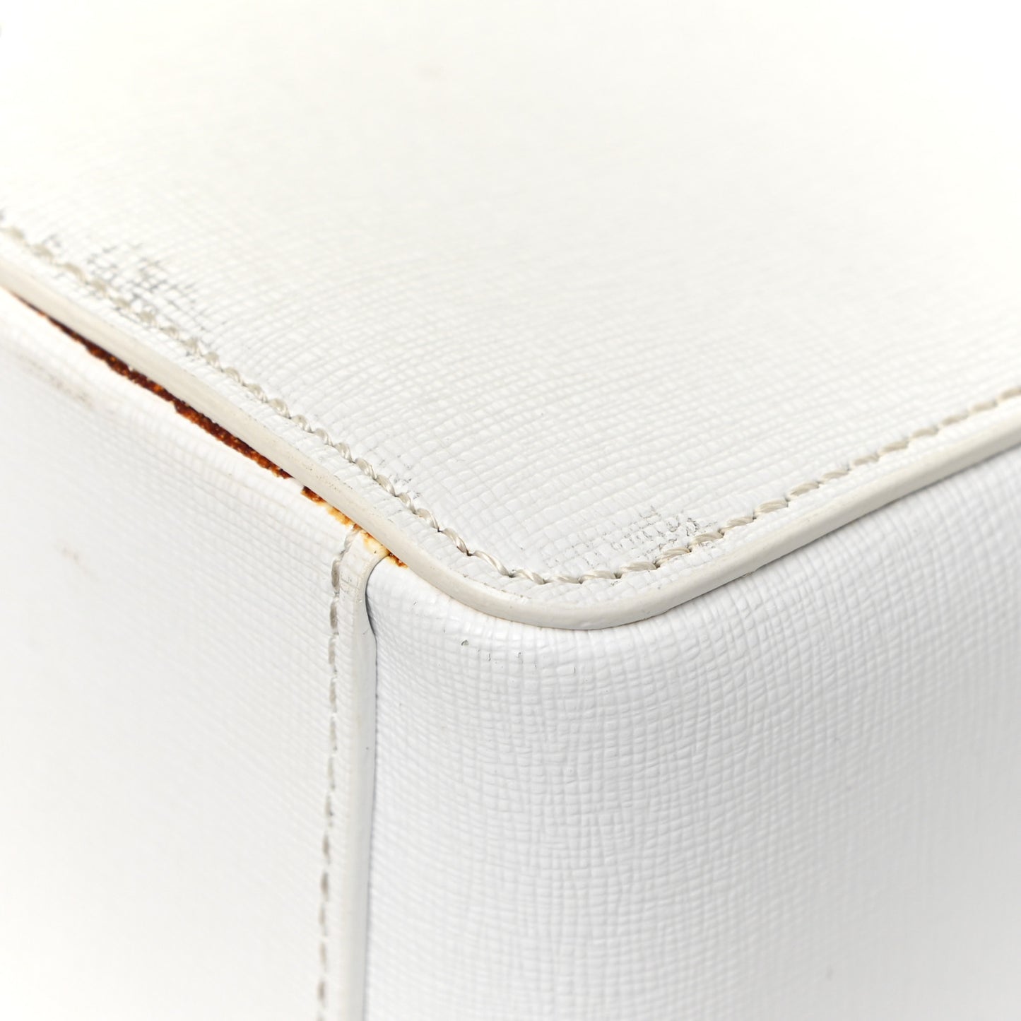 Saffiano Striped Diag Binder Flap Bag White Black
