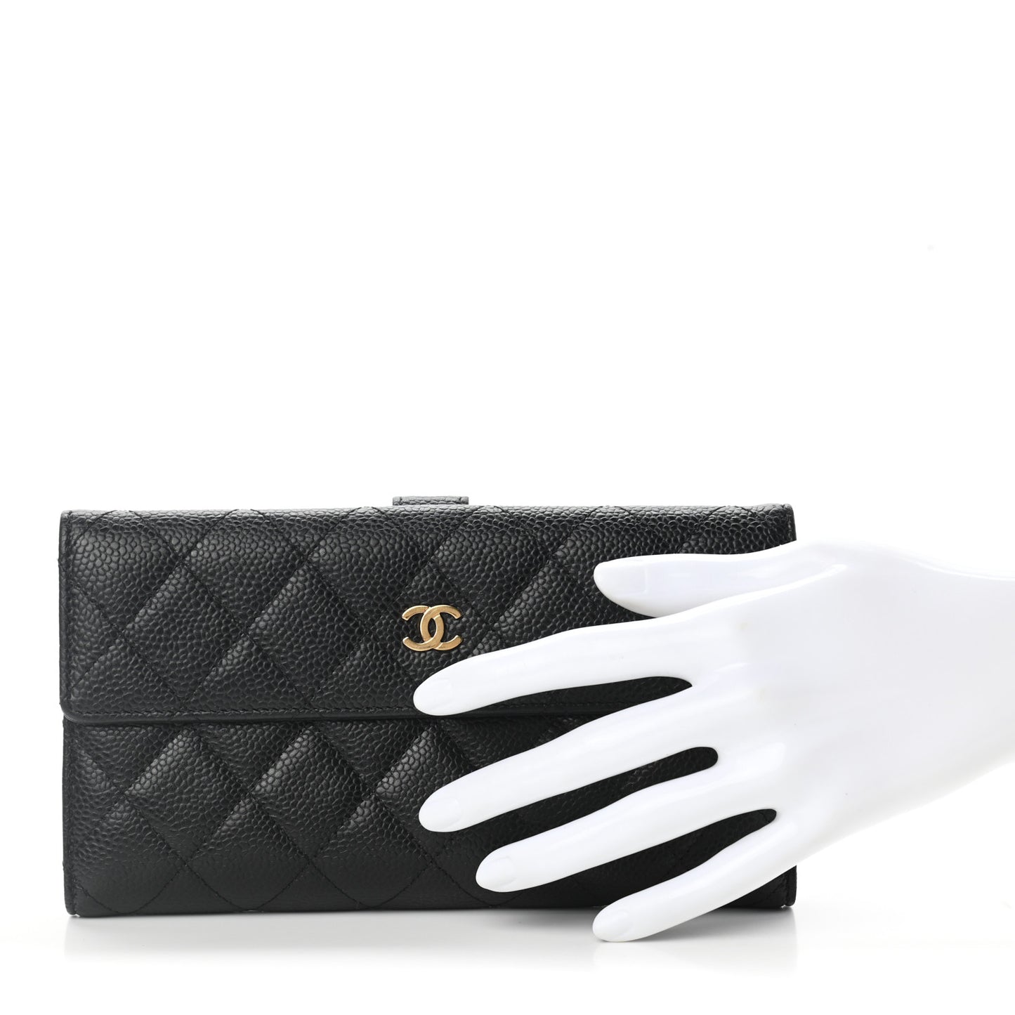 Caviar Quilted CC French Flap Wallet Black