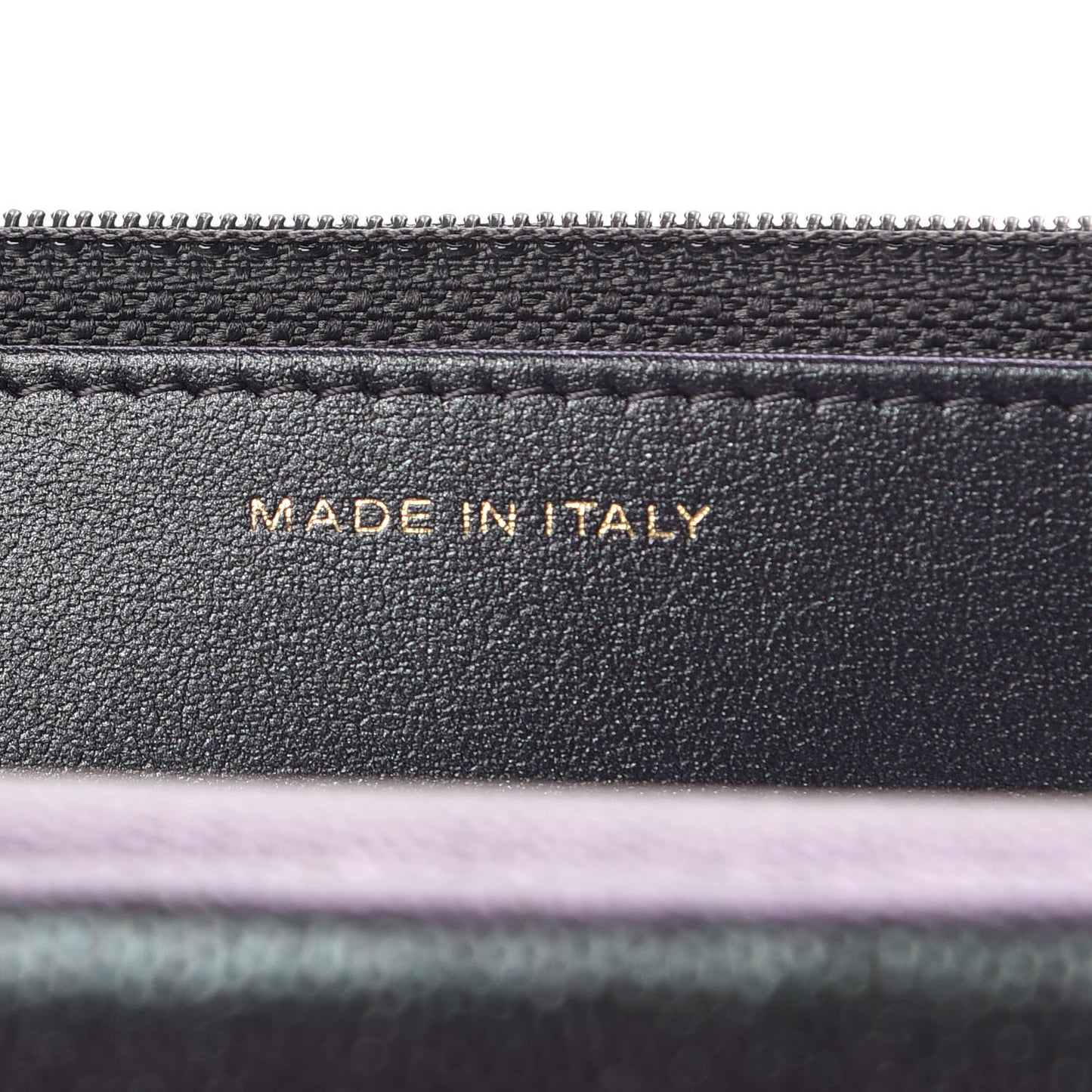 Iridescent Caviar Quilted Wallet On Chain WOC Black