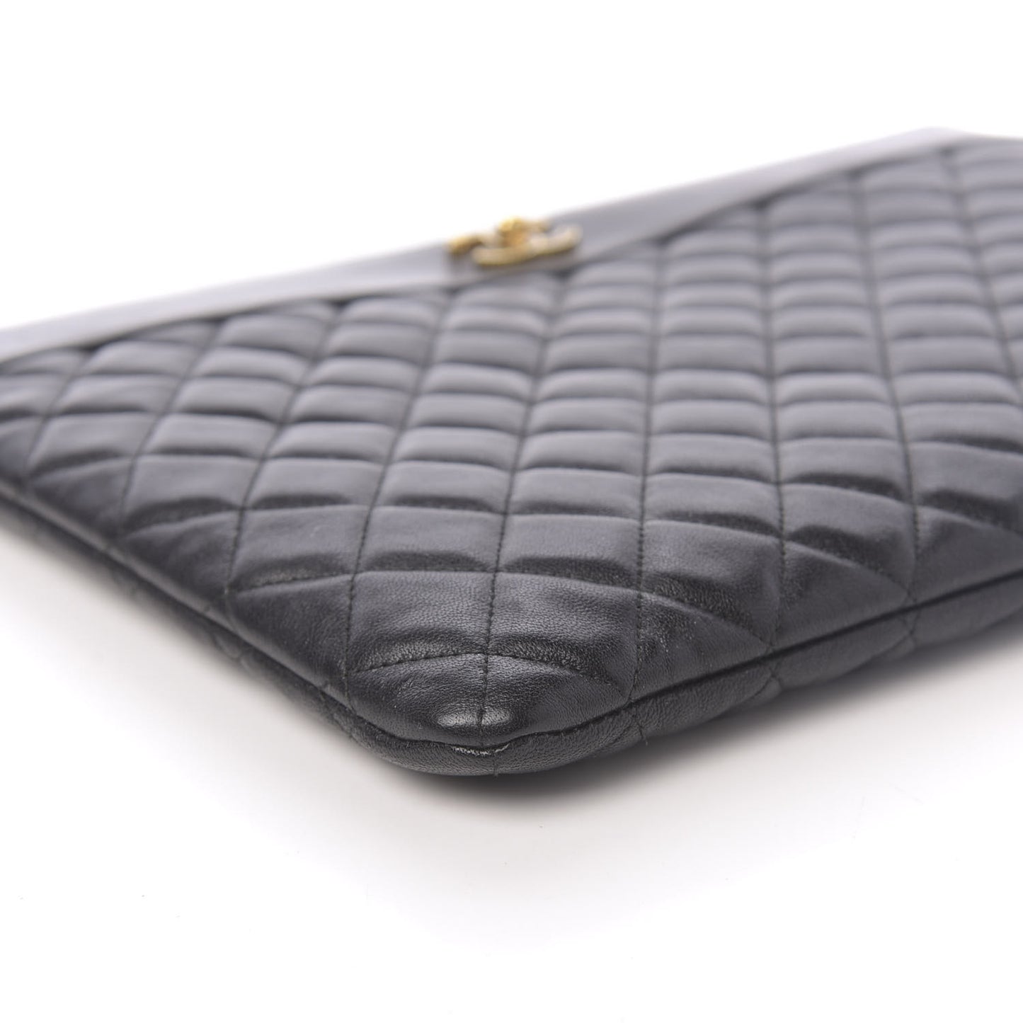 Lambskin Quilted Large Vintage Mademoiselle Cosmetic Case Black