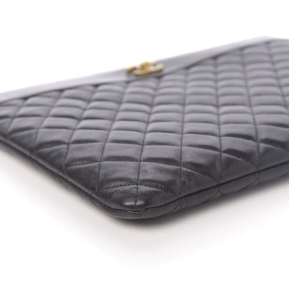 Chanel Lambskin Quilted Large Vintage Mademoiselle Cosmetic Case Black 6 of 11