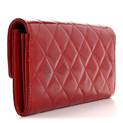 Chanel Patent Calfskin Quilted Large Brilliant Flap Wallet Dark Red 3 of 13