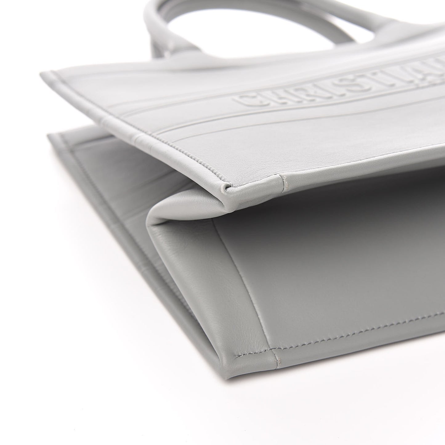 Calfskin Embossed Medium Book Tote Grey Stone